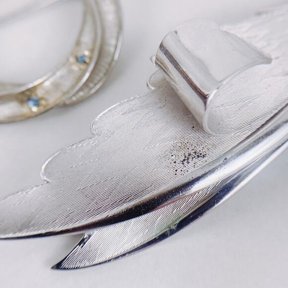 VTG Signed Trifari Coro BSK Silver Tone Brooch Lot Mid Century Rhinestone PinSet - Picture 12 of 16